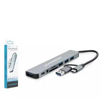 Hadron Hdx7828 Type-C Hub Combo 3-Usb3.0 + Usb + Type-C + Audio + Sd + Tf 8In1 Gri (KDO)