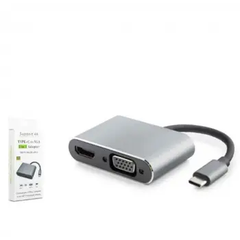 HADRON HDX7838 TYPE-C TO HDTV HDMI 4K 30HZ + VGA 2IN1 GRİ (KDO)