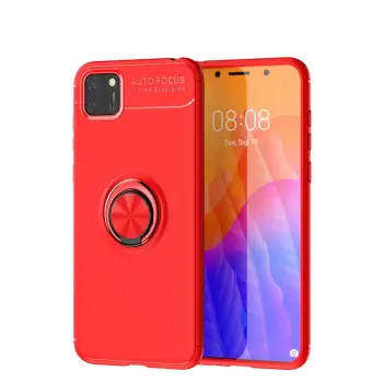 Huawei Y5p Kılıf Range Yüzüklü Silikon - Kırmızı