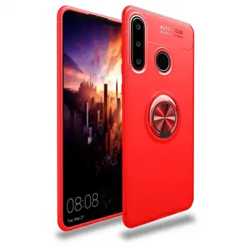 Huawei Y6p Kılıf Range Yüzüklü Silikon - Kırmızı