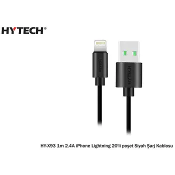 Hytech HY-X93 1m 2.A iPhone Lightning Şarj Kablosu Siyah (KDO)