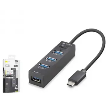 iETOP TU329 Type-C 3.1 Gen1 Anahtarlı Hub 4 Port 5 Gbps Siyah (KDO)