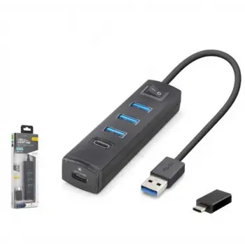 iETOP TU359 USB Type-C 3.2 Gen1 Anahtarlı Hub 4 Port 5 Gbps Siyah