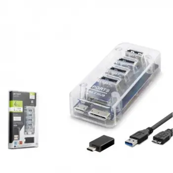 iETOP U336 USB Type-C 3.1 Gen1 Hub 4 Port 5 Gbps Şeffaf