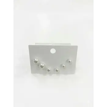 İnci ( İğne Kısmı Rodyum Kaplama ) Zirkon Taşlı Pirinç Altılı  Kombin Küpe - Kp00656