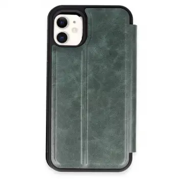 İphone 11 Kılıf Flip Cover - Koyu Yeşil