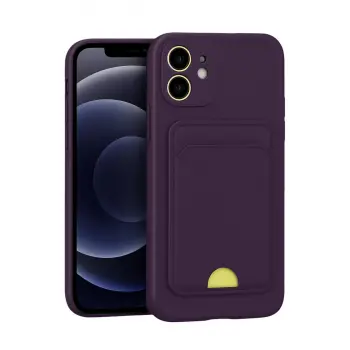 İphone 11 Kılıf Kelvin Kartvizitli Silikon - Derin Mor