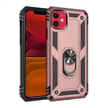 İphone 11 Kılıf Sofya Yüzüklü Silikon Kapak - Rose