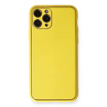 İphone 11 Pro Kılıf Coco Deri Silikon Kapak - Sarı
