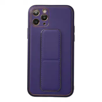 İphone 11 Pro Kılıf Coco Deri Standlı Kapak - Mor