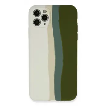 İphone 11 Pro Kılıf Ebruli Lansman Silikon - Beyaz-yeşil
