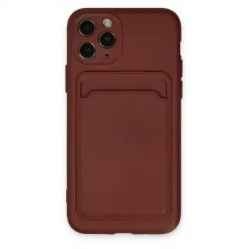 İphone 11 Pro Kılıf Kelvin Kartvizitli Silikon - Bordo
