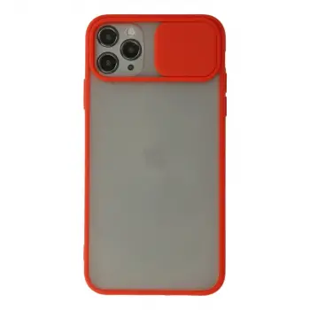 İphone 11 Pro Kılıf Palm Buzlu Kamera Sürgülü Silikon - Kırmızı