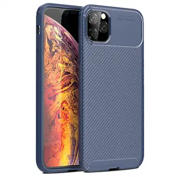 İphone 11 Pro Max Kılıf Auto Focus Karbon Kapak - Lacivert
