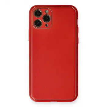 İphone 11 Pro Max Kılıf Coco Deri Silikon Kapak - Kırmızı