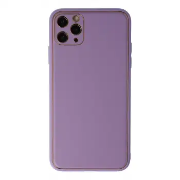 İphone 11 Pro Max Kılıf Coco Deri Silikon Kapak - Lila