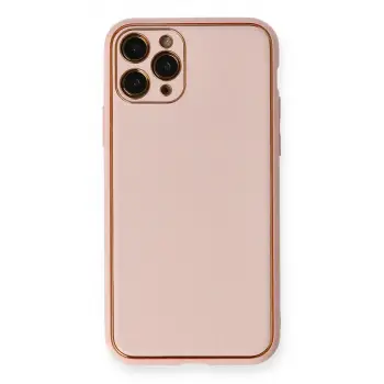 İphone 11 Pro Max Kılıf Coco Deri Silikon Kapak - Pembe