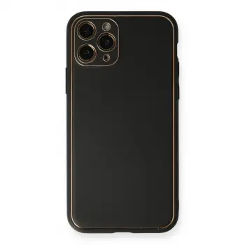 İphone 11 Pro Max Kılıf Coco Deri Silikon Kapak - Siyah