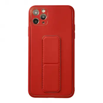 İphone 11 Pro Max Kılıf Coco Deri Standlı Kapak - Kırmızı