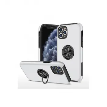 İphone 11 Pro Max Kılıf Elit Yüzüklü Kapak - Gümüş