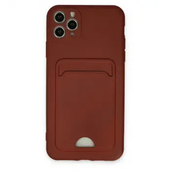 İphone 11 Pro Max Kılıf Kelvin Kartvizitli Silikon - Bordo
