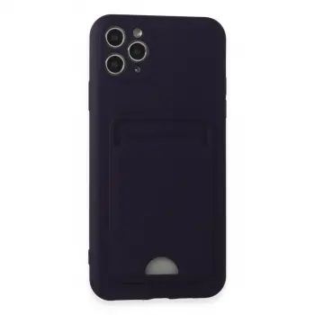İphone 11 Pro Max Kılıf Kelvin Kartvizitli Silikon - Derin Mor