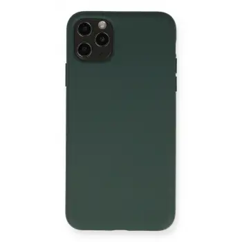 İphone 11 Pro Max Kılıf Nano İçi Kadife Silikon - Koyu Yeşil