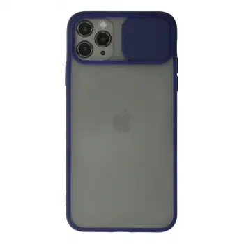 İphone 11 Pro Max Kılıf Palm Buzlu Kamera Sürgülü Silikon - Lacivert