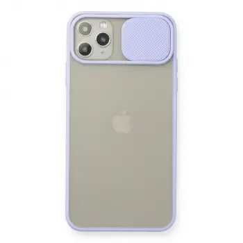 İphone 11 Pro Max Kılıf Palm Buzlu Kamera Sürgülü Silikon - Lila