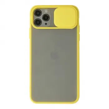 İphone 11 Pro Max Kılıf Palm Buzlu Kamera Sürgülü Silikon - Sarı