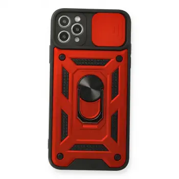 İphone 11 Pro Max Kılıf Pars Lens Yüzüklü Silikon - Kırmızı