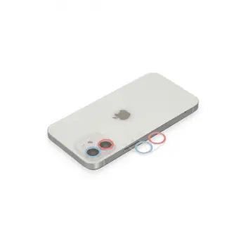 İphone 11 Renkli Kamera Lens Koruma Cam - Pembe-mavi