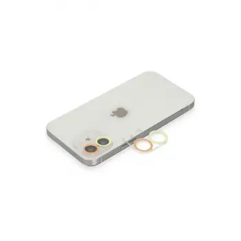 İphone 11 Renkli Kamera Lens Koruma Cam - Sarı-turuncu