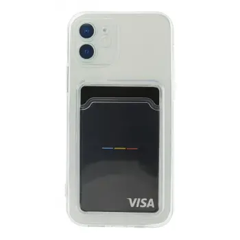 İphone 12 Kılıf Kart Şeffaf Silikon - Şeffaf