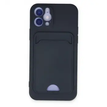 İphone 12 Kılıf Kelvin Kartvizitli Silikon - Lacivert