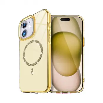 İphone 12 Live Diamond Magsafe Kapak - Sarı