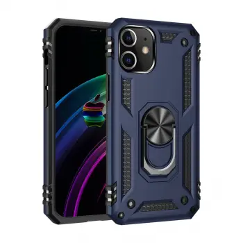 İphone 12 Mini Kılıf Sofya Yüzüklü Silikon Kapak - Lacivert