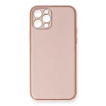 İphone 12 Pro Kılıf Coco Deri Silikon Kapak - Pembe