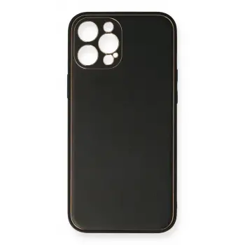 İphone 12 Pro Kılıf Coco Deri Silikon Kapak - Siyah
