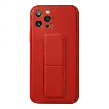 İphone 12 Pro Kılıf Coco Deri Standlı Kapak - Kırmızı