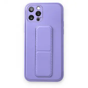 İphone 12 Pro Kılıf Coco Deri Standlı Kapak - Koyu Lila