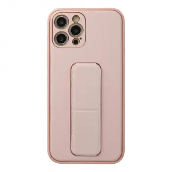 İphone 12 Pro Kılıf Coco Deri Standlı Kapak - Pembe