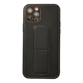 İphone 12 Pro Kılıf Coco Deri Standlı Kapak - Siyah