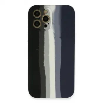 İphone 12 Pro Kılıf Ebruli Lansman Silikon - Siyah-lacivert