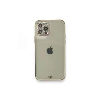 İphone 12 Pro Kılıf Liva Taşlı Silikon - Beyaz