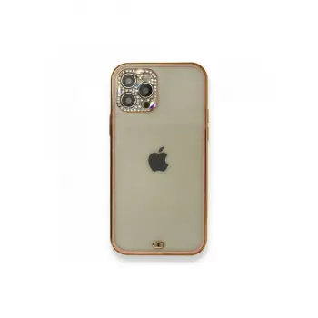 İphone 12 Pro Kılıf Liva Taşlı Silikon - Pembe