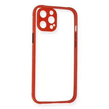 İphone 12 Pro Kılıf Miami Şeffaf Silikon - Kırmızı