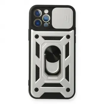 İphone 12 Pro Kılıf Pars Lens Yüzüklü Silikon - Gümüş