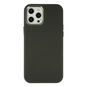 İphone 12 Pro Max Kılıf Asya Deri Silikon - Koyu Yeşil