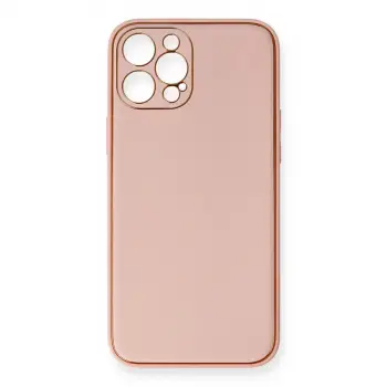 İphone 12 Pro Max Kılıf Coco Deri Silikon Kapak - Pembe